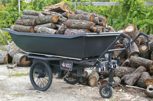 Little Mule Cart with the Mulesled filled with wood